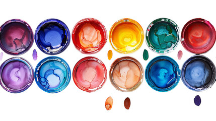 A close-up shot of watercolor paint pots in various colors
