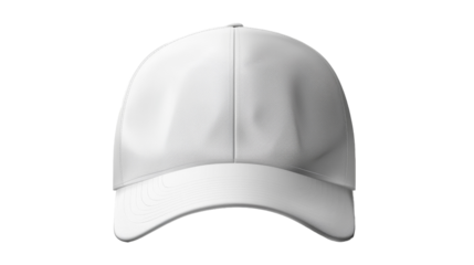 A plain white baseball cap isolated on a white background