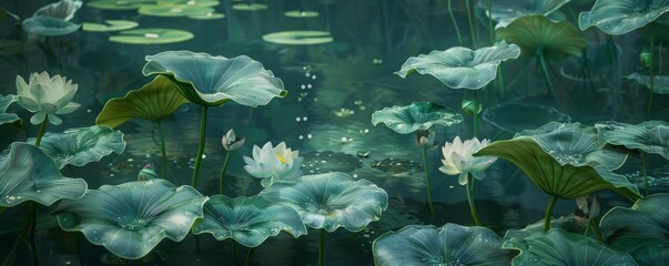 Water lilies blooming in the pond