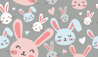 Cute bunny rabbit pattern background vector design