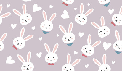 Cute bunny rabbit pattern background vector design