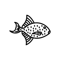 Tropical Fish Outline Icon, Vector illustration