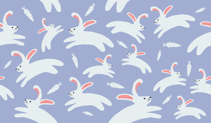Cute bunny rabbit pattern background vector design