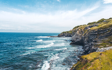 Discovery of the sublime trout town of Saint Jean Luz, its beaches and cliffs, Basque country in...