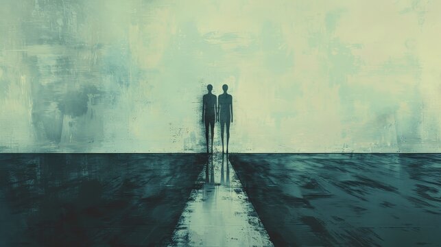 Parallel Symmetry: Abstract Representation of Identical Twin Figures Connected by Thin Line