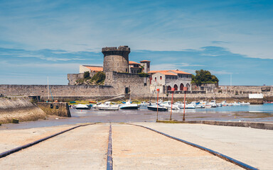 Discovery of the sublime trout town of Saint Jean Luz, its beaches and cliffs, Basque country in...