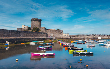Discovery of the sublime trout town of Saint Jean Luz, its beaches and cliffs, Basque country in...