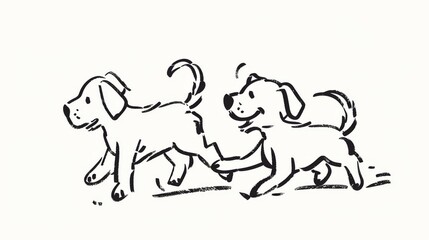 Two playful puppies enjoying walk together