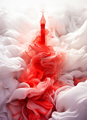 Red Ink Swirling in White Smoke Background. Abstract Art for Posters, Prints, and Design Projects