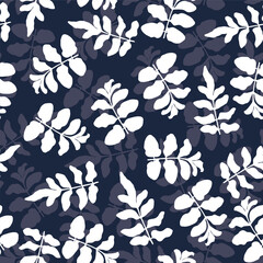 seamless mirror blue and white leaf  pattern textured pattern background