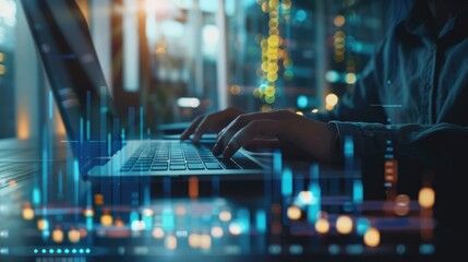 Business Professional Analyzing Financial Data with Economy Graphs in Corporate Setting