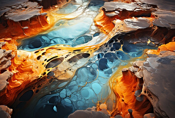 Abstract Geometric Landscape with Vibrant Colors and Fluid Patterns for Creative Design and Inspiration