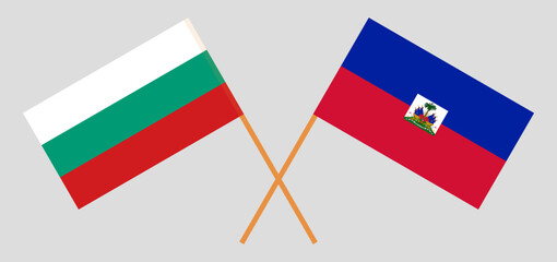 Crossed flags of Bulgaria and Haiti. Official colors. Correct proportion