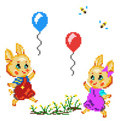 Obraz premium Colorful Pixel Design Elements, Minimalist Pixel Elements, Dynamic Pixel Art Components, Pixel Perfect: High-Quality Pixel Art Elements, 8-Bit Nostalgia: Charming Pixel Art Elements
