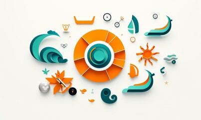 Fototapeta premium Pure joy flat design top view summer fun theme cartoon drawing Complementary Color Scheme