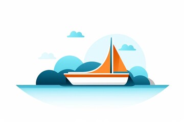 Relaxing boating flat design side view summer leisure theme water color Analogous Color Scheme