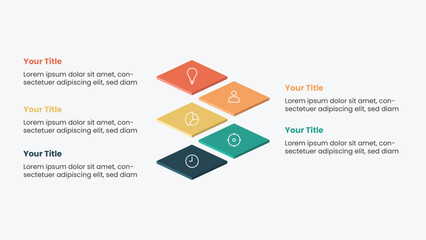 Modern infographic template with icons. Rhombus shape business presentation. Rhombus flowchart for company pitch deck.