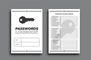 Password Logbook Tracker. Password Book Journal. Password Tracker Template. A4 Size Easily Editable Password Tracker Log Book. Password Log Book KDP Interior