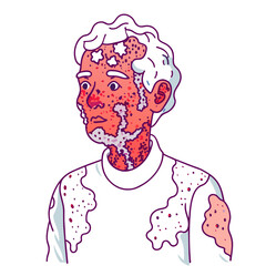 a man having neurological degeneration, white background 