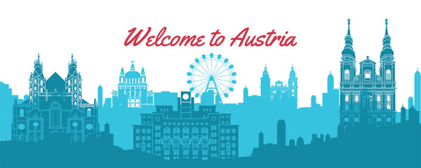 Obraz premium Austria famous landmark silhouette style