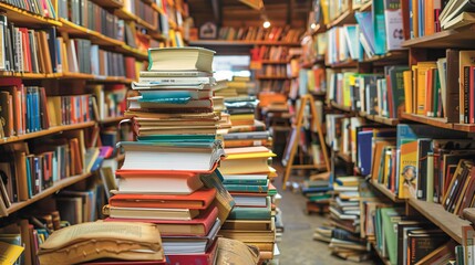 A book store with many books on the shelves