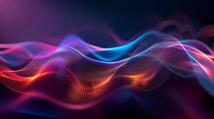Obraz premium Abstract design of glowing colorful waves in a dark background.