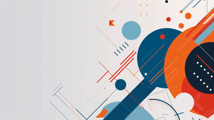 Obraz premium abstract design featuring geometric lines and shapes. The artwork combines simplicity and complexity through its arrangement of circles, lines, and dots on a light background.