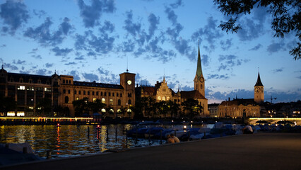 Harbourside view of an old European town