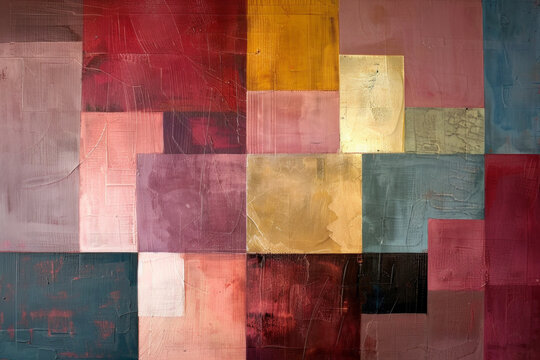 Simple, large color blocks in a modern palette, with clean edges and subtle texture. 