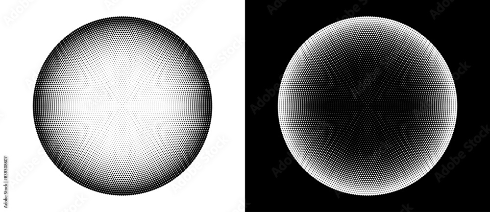 Poster halftone round as icon or background. abstract vector circle frame with dots as logo or sun concept.