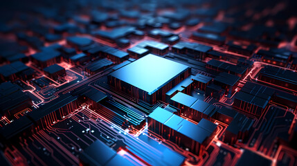 Obraz premium 3D rendering of a circuit board