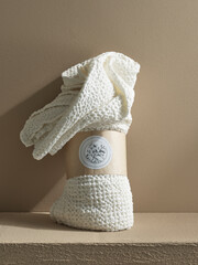 white waffle towel with 