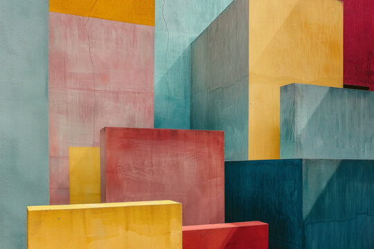 Simple, large color blocks in a modern palette, with clean edges and subtle texture. 