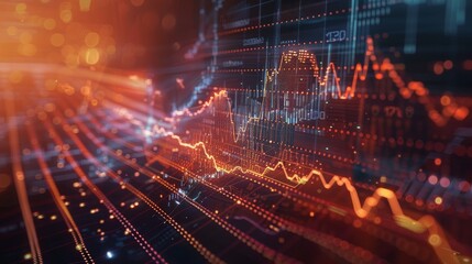 Fototapeta premium Dynamic Futuristic Stock Market Chart Abstract Lines of Success in the Shadows