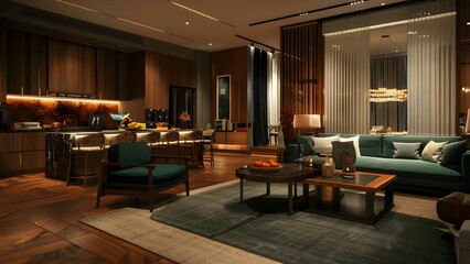 Dark tone living room in hotel