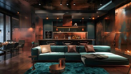 Dark tone living room in hotel
