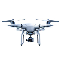 White drone  front view isolated on transparent background