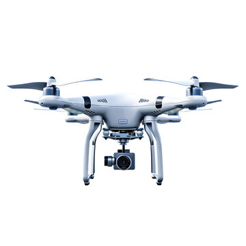 White drone  front view isolated on transparent background