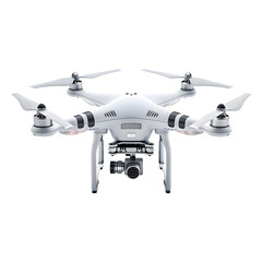 White drone  front view isolated on transparent background