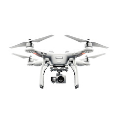 White drone  front view isolated on transparent background