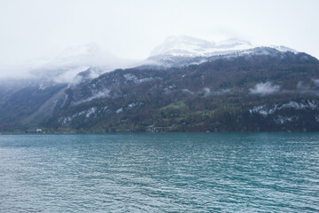 Lake in Brienz at the mountains, in Switzerland