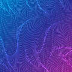 Colorful Gradient Purple And Blue Wave Lines Pattern Abstract Background. Vector Illustration. Technology Banner