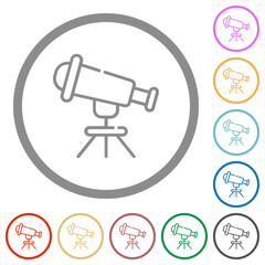 Telescope outline flat icons with outlines