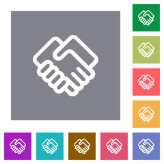 Handshake outline square flat icons