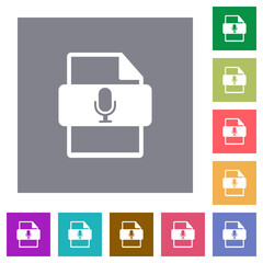 Podcast file type square flat icons