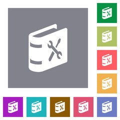 User guide with wrench and screwdriver square flat icons