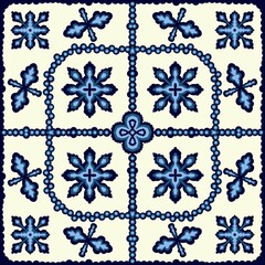 Floral pattern tile with decorative elements 