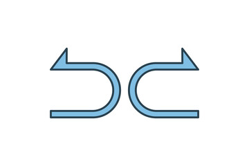 undo and redo icon. icon related to edit tool. suitable for web site, app, user interfaces, printable etc. flat line icon style. simple vector design editable