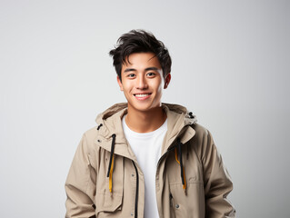 A joyful teanage in casual clothes against an isolated background