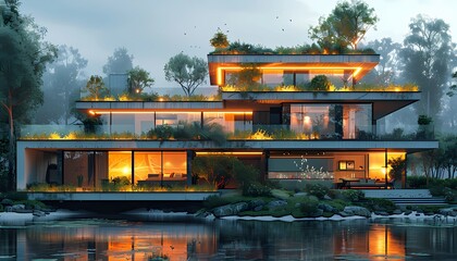 Smart Home Energy Management, depicting a futuristic home where AI-powered devices optimize energy usage